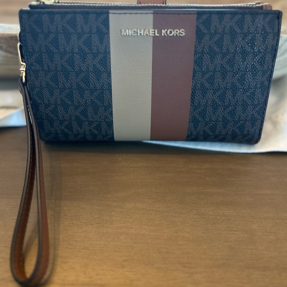 Michael Kors Brown and Taupe Wristlet